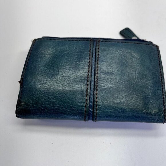 Fossil Maddox Leather Zip Around Wallet Clutch In Black Silver Trim - Picture 2 of 13